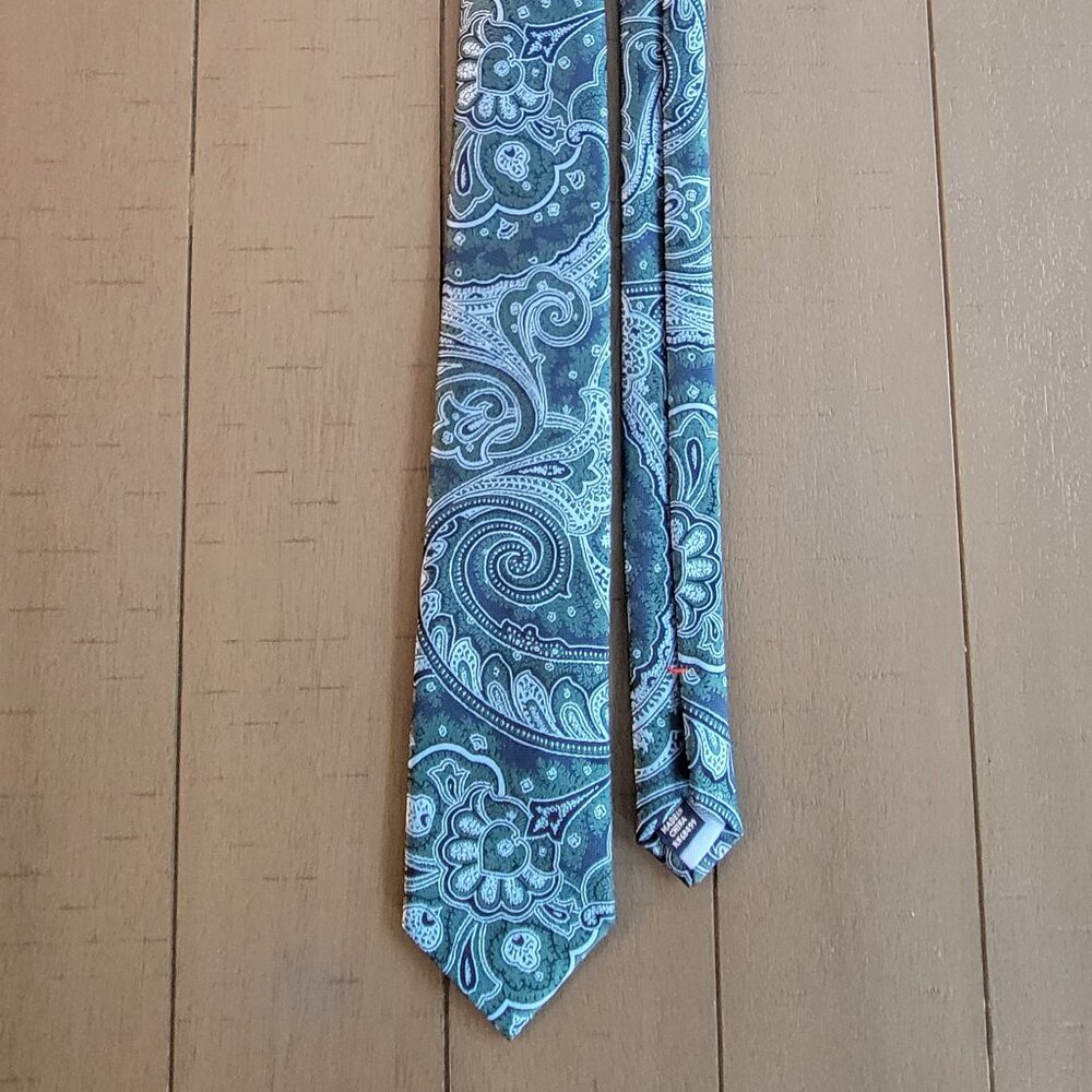 CLUB ROOM Men's Regular Tie Navy Blue-Green ~ Paisley ~ NEW MSRP: $55.